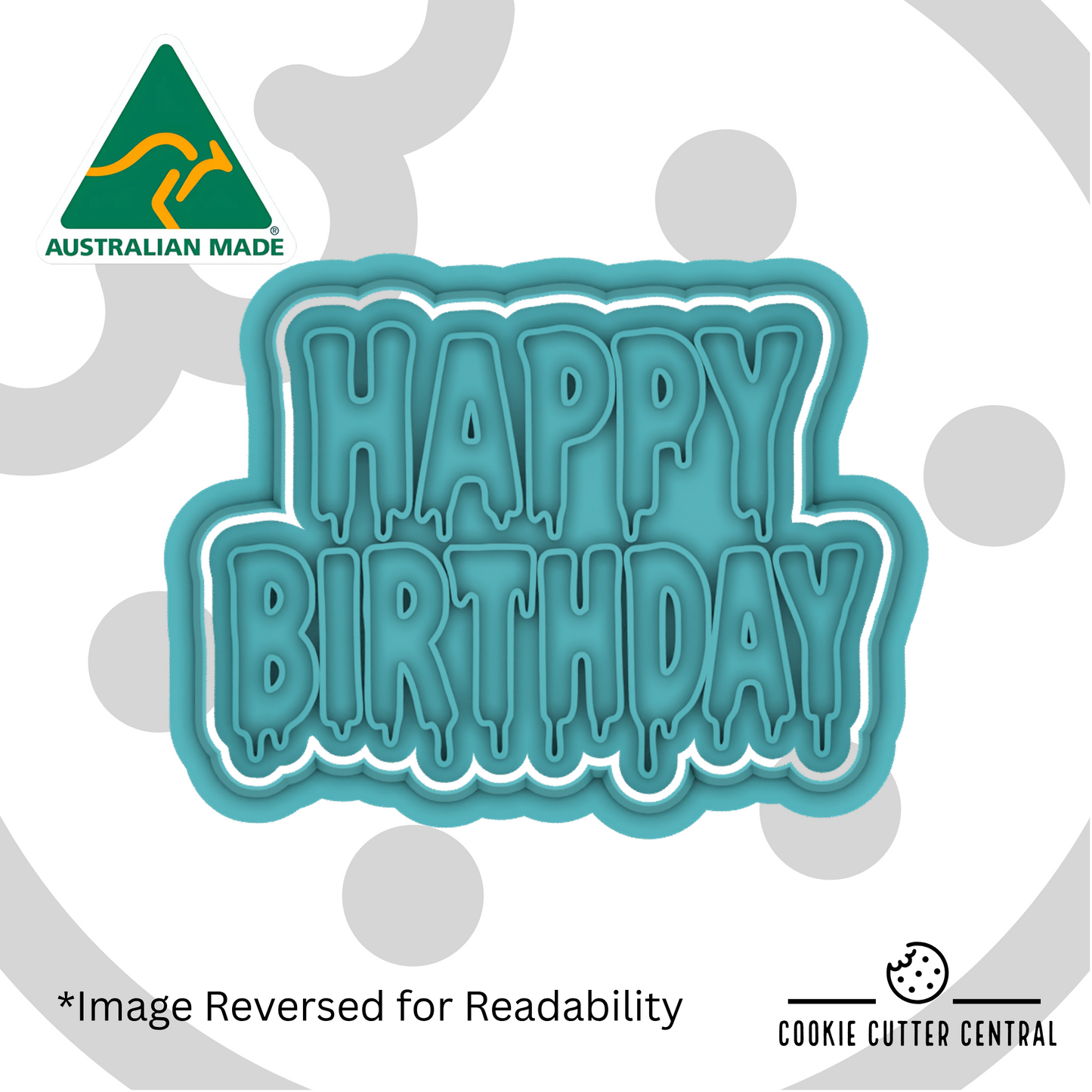 Gothic Happy Birthday Cookie Cutter and Embosser - 5.5cm x 7.5cm