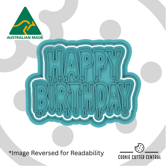 Gothic Happy Birthday Cookie Cutter and Embosser - 5.5cm x 7.5cm