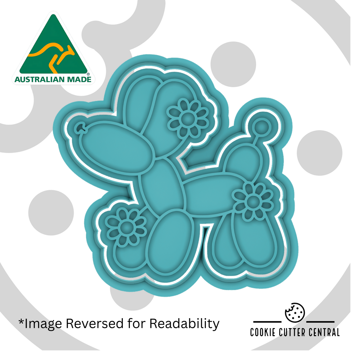 Floral Balloon Dog Cookie Cutter and Embosser - 7.7cm