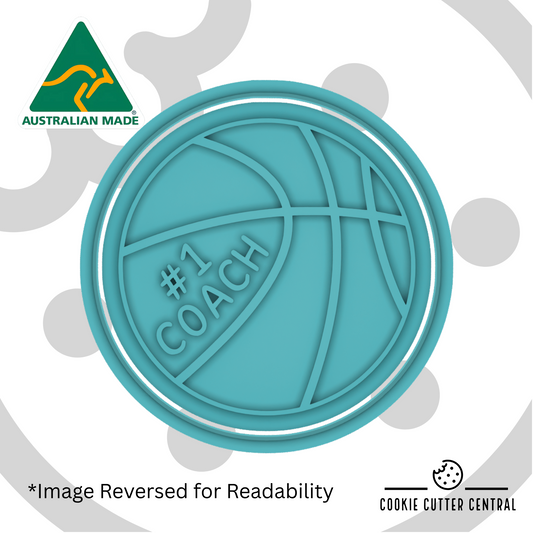 #1 Coach Basketball Cookie Cutter and Embosser - 7.5cm Round