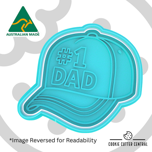 #1 DAD Hat Cookie Cutter and Embosser - 7.5cm x 8.7cm