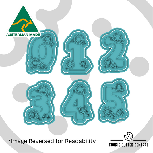 Flowers Numbers Cookie Cutter and Embosser - Complete Set (0–9)