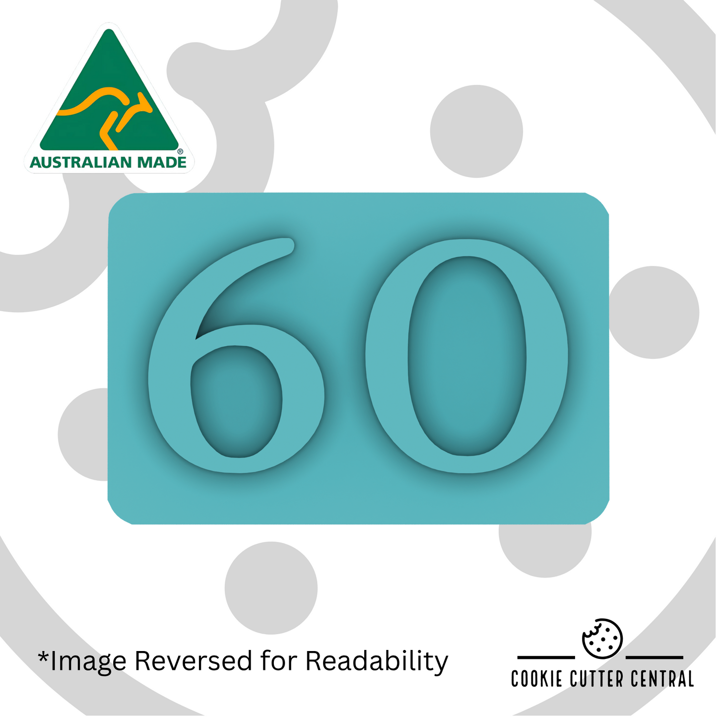 60 Fondant Stamp - 3.8cm x 2.5cm — image reversed for readability