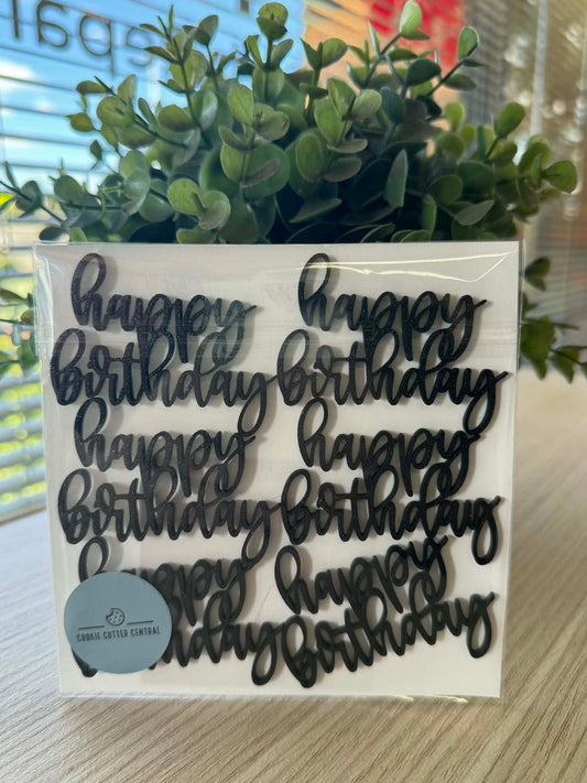 Happy Birthday Cupcake Topper x 6 Pack - 6cm