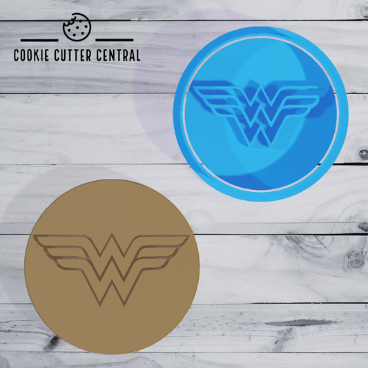 Wonder Woman Logo Cookie Cutter and Embosser 6.5cm Round