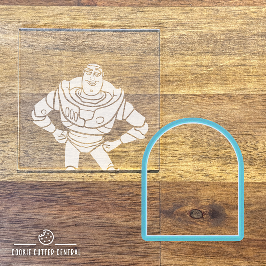 Toy Story - Buzz Lightyear Arch Shape Cookie Cutter and Acrylic Debosser - 7.8cm x 6.3cm
