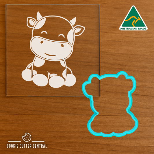 Cow Cookie Cutter and Acrylic Debosser - 7.4cm x 6.2cm