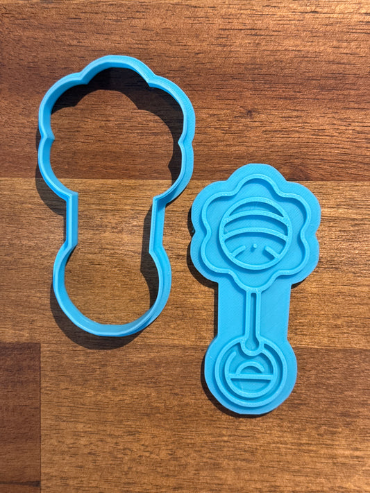 Baby Rattle Cookie Cutter and Embosser - 9.5cm x 4.8cm