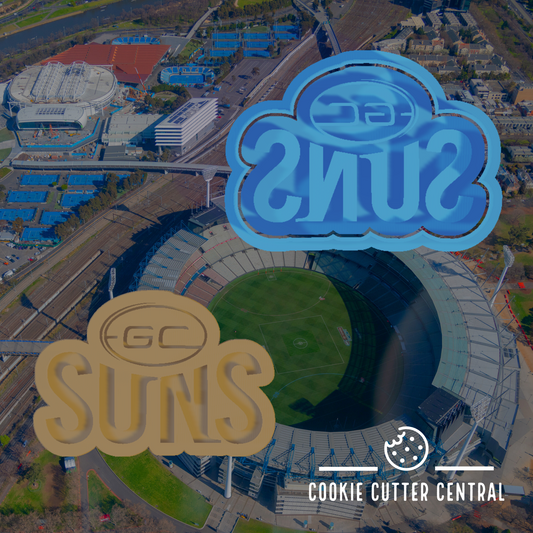 AFL Gold Coast Suns Logo Cookie Cutter and Embosser - 5.4cm x 7.8cm
