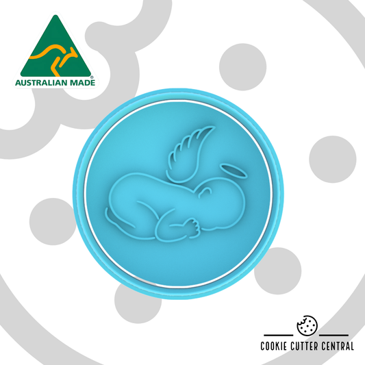 Angel Baby Cookie Cutter and Embosser - 6.5cm Round