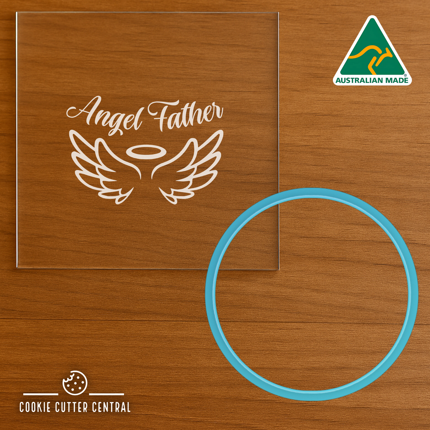 Angel Father with Wings Cookie Cutter and Embosser - 7.5cm Round