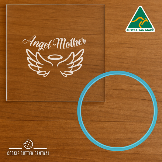 Angel Mother with Wings Cookie Cutter and Acrylic Debosser - 7.5cm Round
