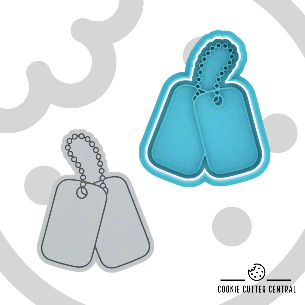 Army Dog Tags Cookie Cutter and Embosser - 7.9cm x 6.5cm
