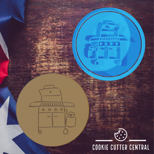 Aussie BBQ Cookie Cutter and Embosser 7.5cm Round