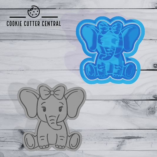 Baby Elephant Girl Cookie Cutter and Embosser 6.6cm x 6.7cm