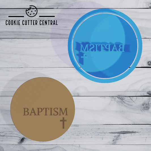 Baptism Cookie Cutter and Embosser - 6.5cm Round