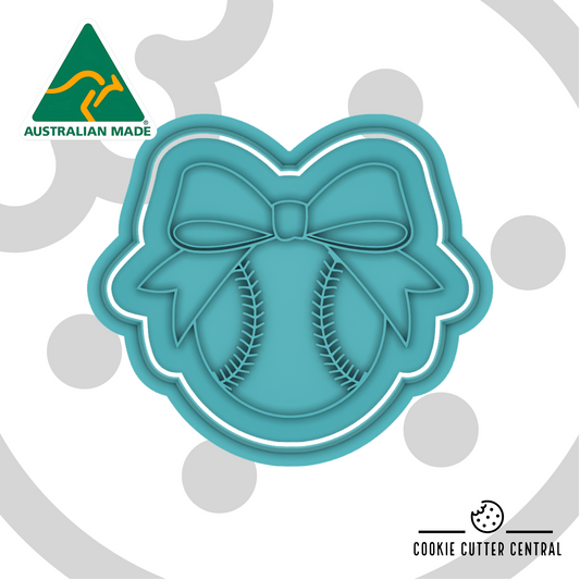 Baseball with Bow Cookie Cutter and Embosser - 6.3cm x 7.4cm