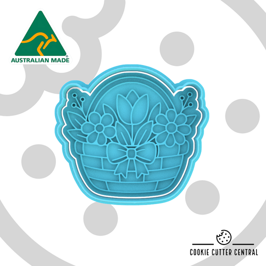 Basket of Flowers Cookie Cutter and Embosser - 7.2cm x 8cm