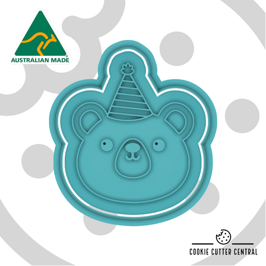 Bear with Party Hat Cookie Cutter and Embosser - 7.3cm x 6.5cm