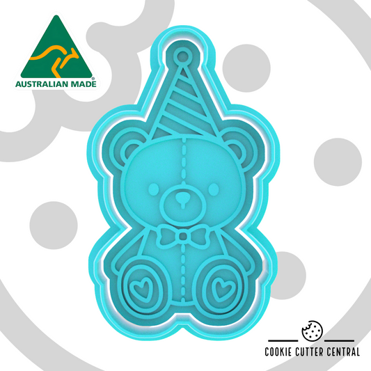 Bear with Party Hat Cookie Cutter and Embosser - 9.1cm x 5.2cm