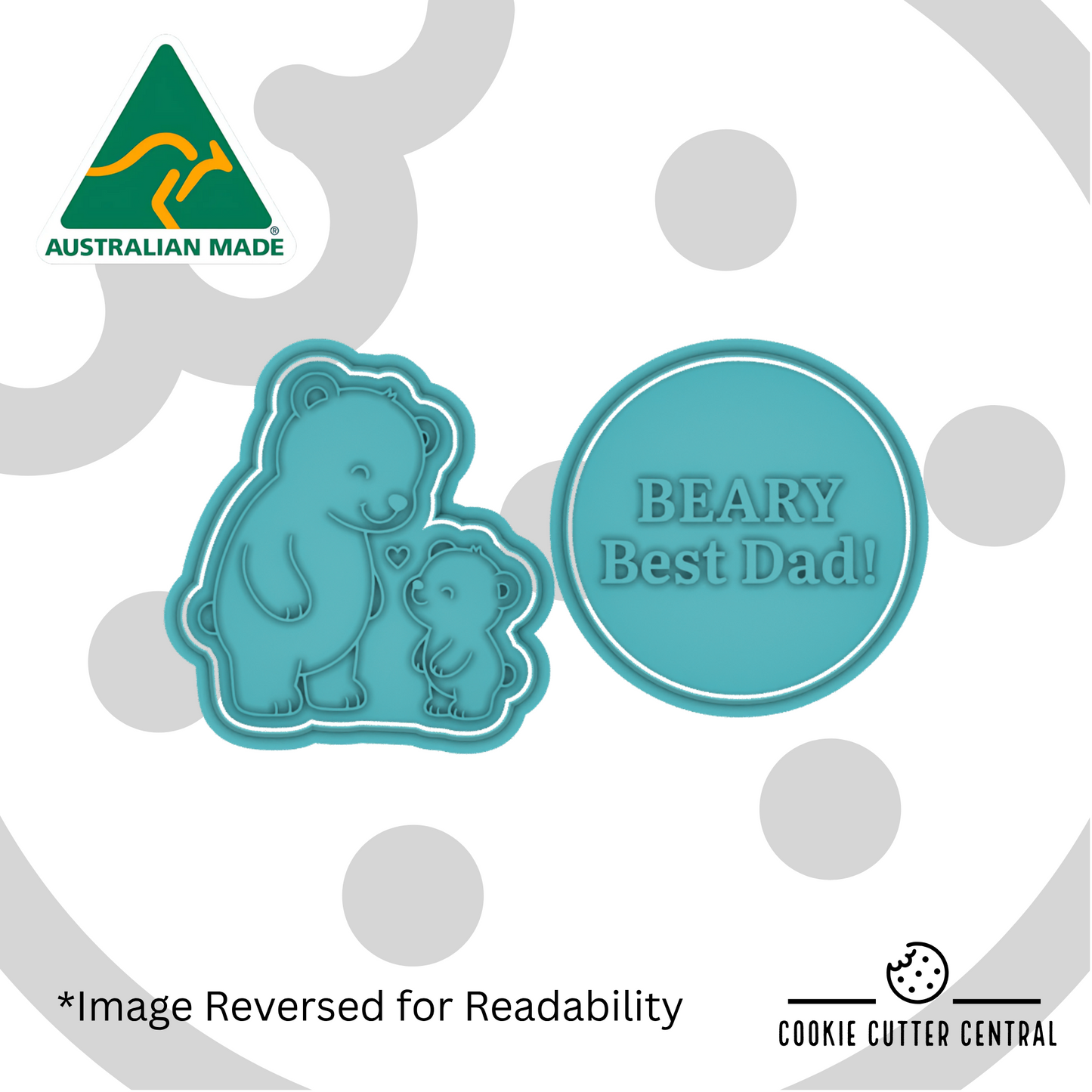 BEARY Best DAD Cookie Cutter and Embosser Set - 7.5cm