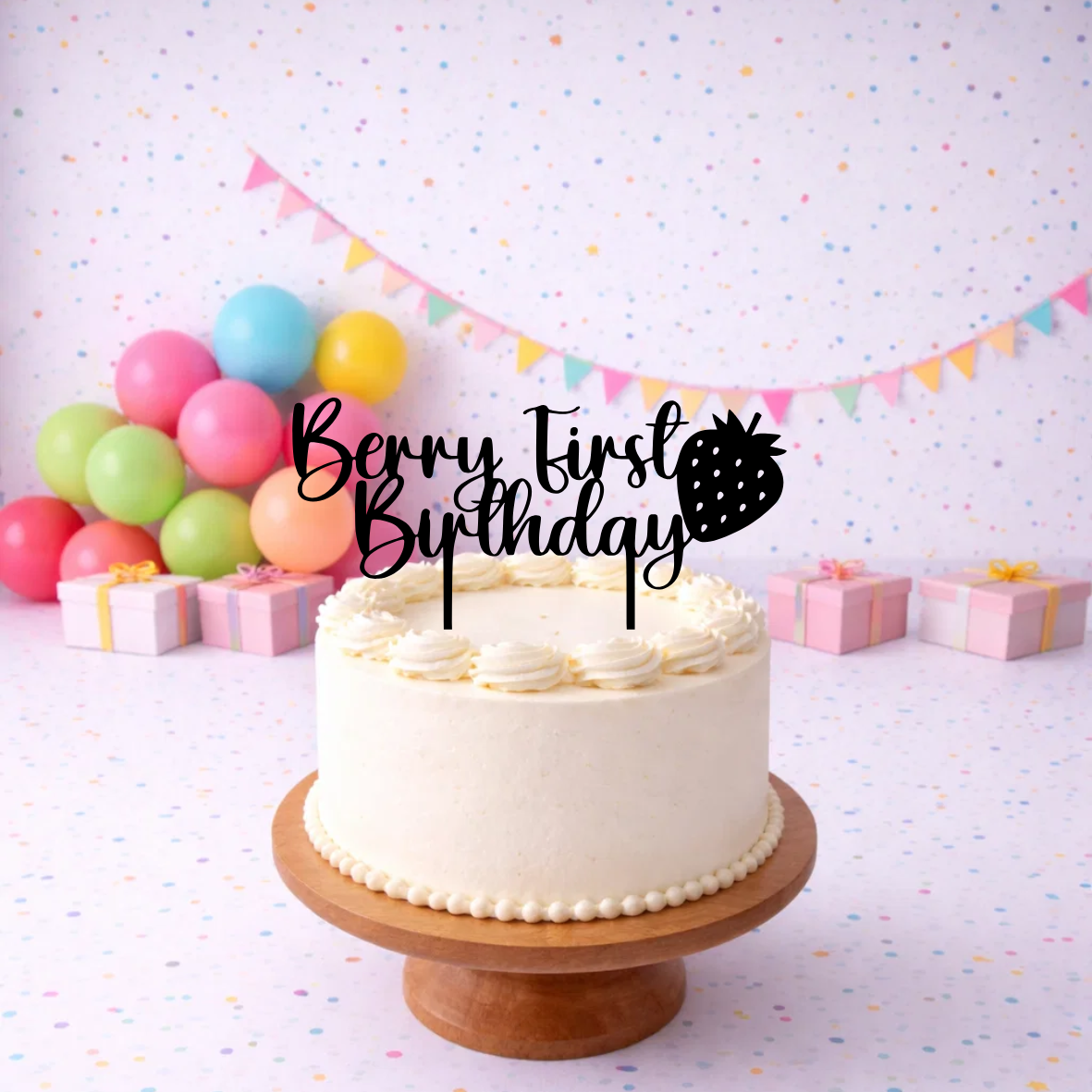 Berry First Birthday Cake Topper - 15cm