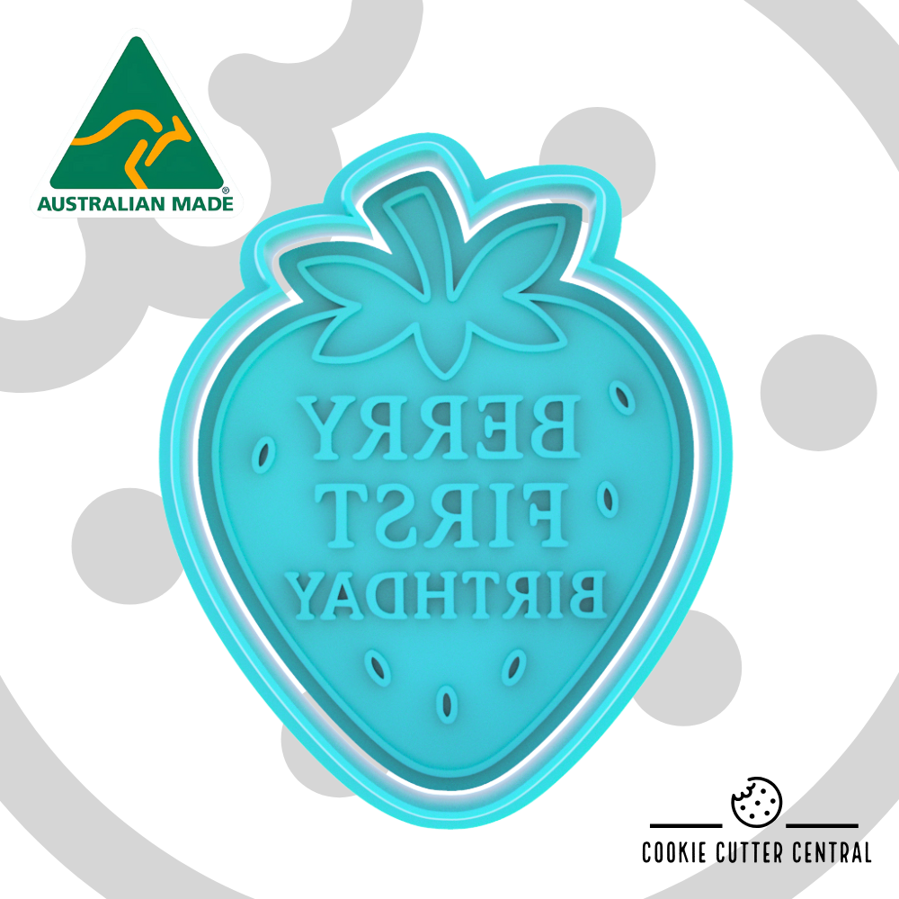 Berry First Birthday Cookie Cutter and Embosser - 7.7cm x 6.2cm