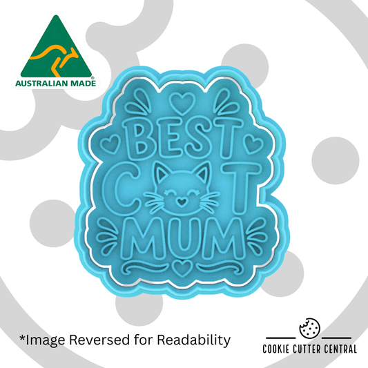 Best Cat Mum Cookie Cutter and Embosser - 7.7cm x 7.1cm