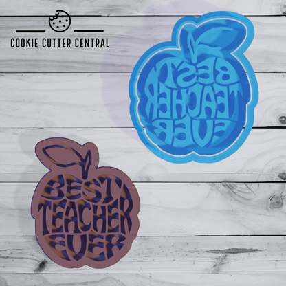 Best Teacher Ever Cookie Cutter and Embosser - 8.3cm x 6.9cm