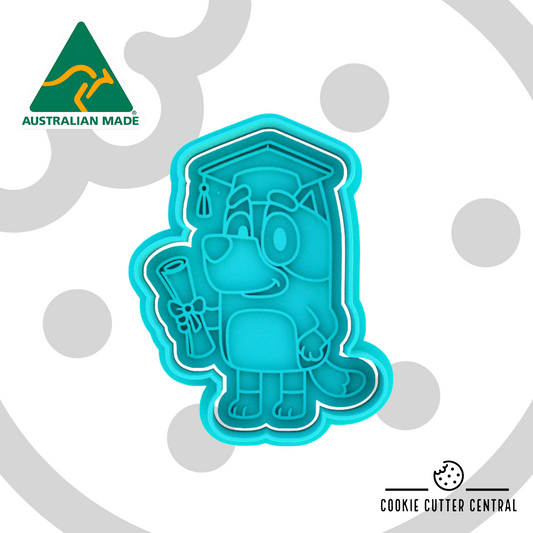 Bluey Graduation Cookie Cutter and Embosser - 8cm x 6.2cm