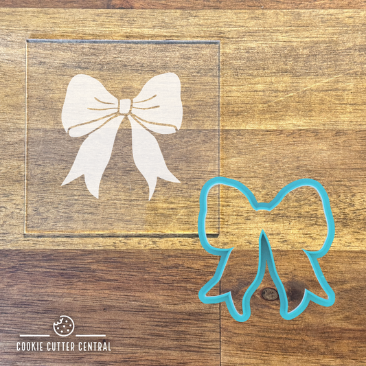 Bow Cookie Cutter and Acrylic Debosser - 7cm x 6.6cm