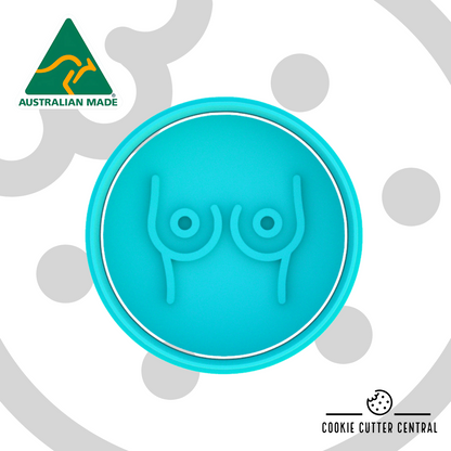 Breasts (Option 1) Cookie Cutter and Embosser - 6.5cm Round