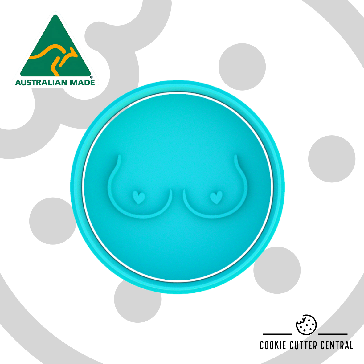 Breasts (Option 2) Cookie Cutter and Embosser - 6.5cm Round