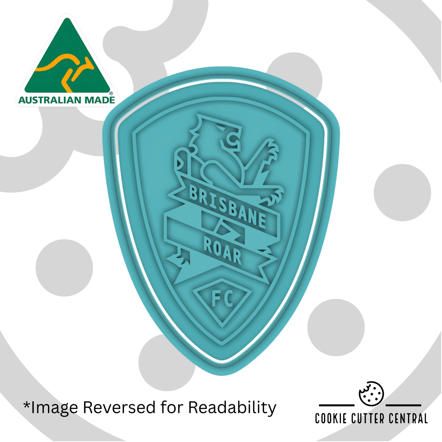 Brisbane Roar FC Cookie Cutter and Embosser - 9cm x 6.7cm