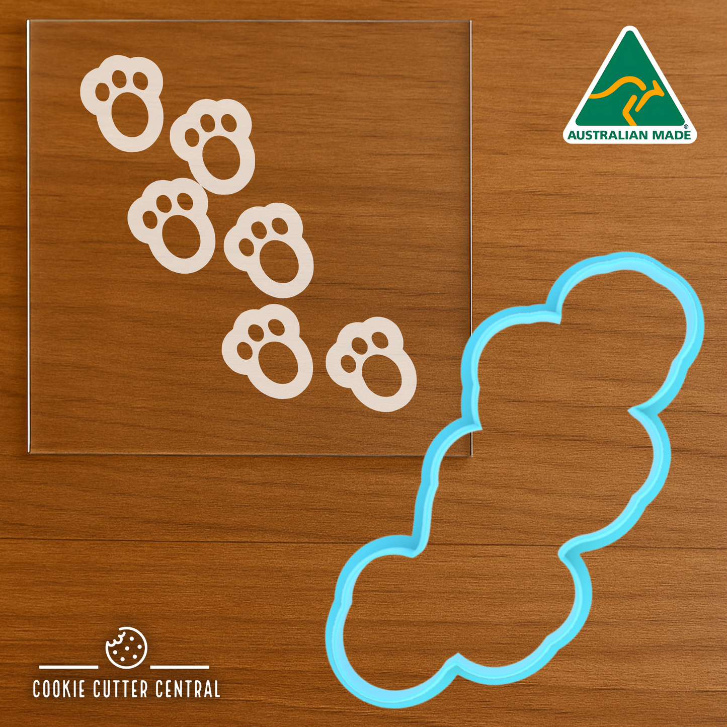 Bunny Footprints Cookie Cutter and Acrylic Debosser - 11cm x 5.8cm