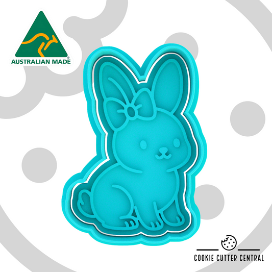 Bunny with Bow Cookie Cutter and Embosser - 8.2cm x 5.6cm