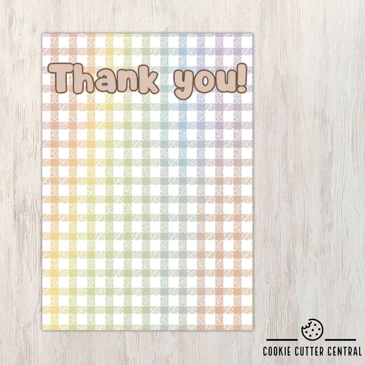 Pastel Gingham Thank You Cookie Backing Cards – Pack of 10