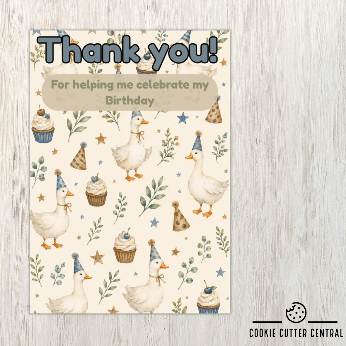 Party Goose Blue Thank You Cookie Backing Cards – Pack of 10