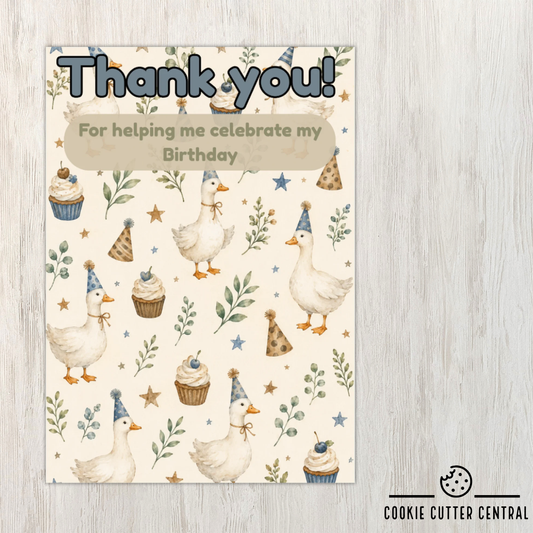 Party Goose Blue Thank You Cookie Backing Cards – Pack of 10