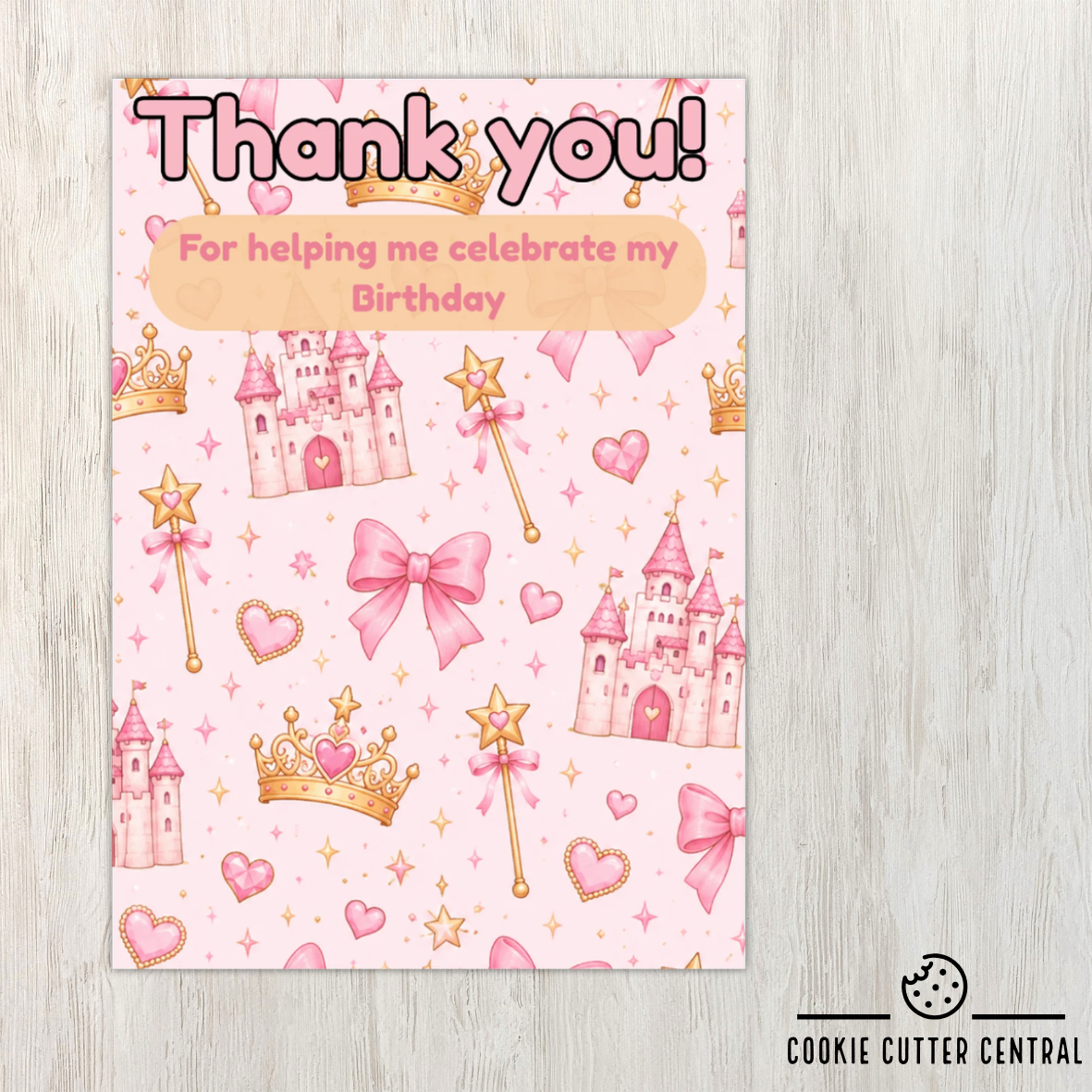 Princess Thank You Cookie Backing Cards – Pack of 10
