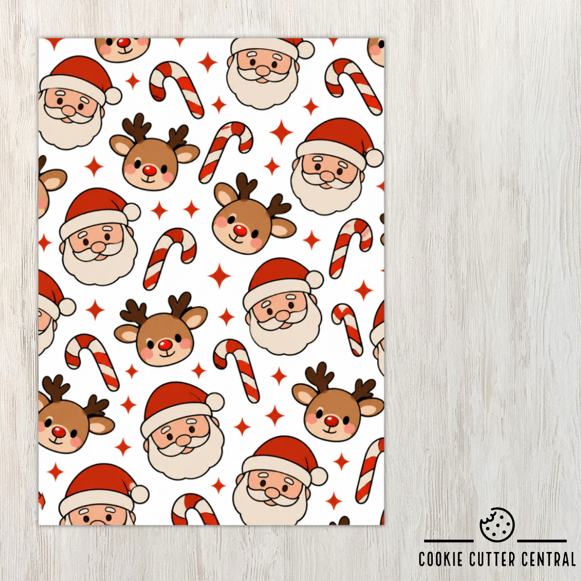 Santa and Reindeer Christmas Cookie Backing Cards – Pack of 10