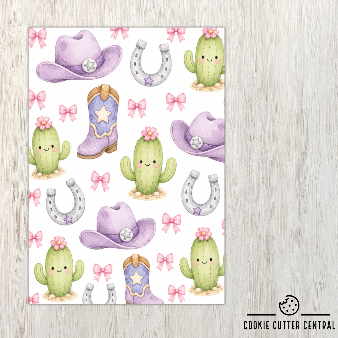 Cowgirl Cactus Cookie Backing Cards – Pack of 10