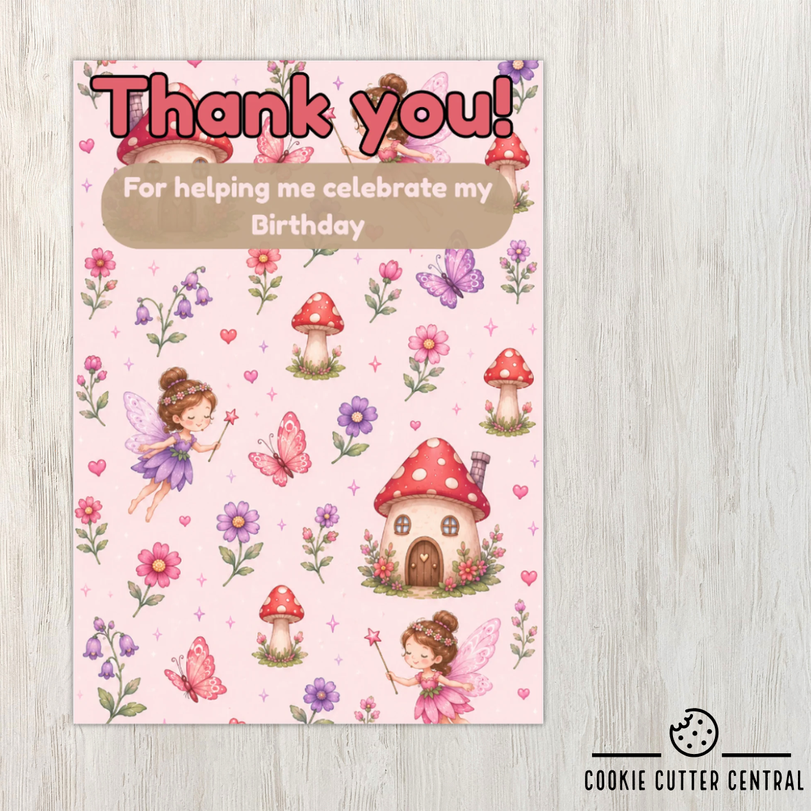 Fairy Thank You Cookie Backing Cards – Pack of 10