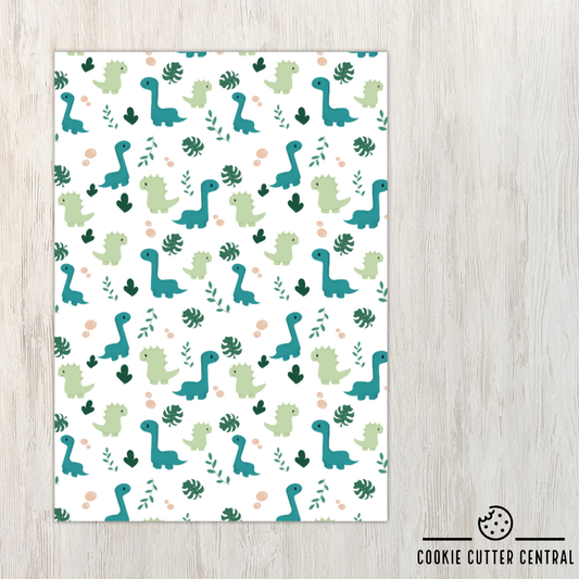 Green Dinosaur Pattern Cookie Backing Cards - Pack of 10