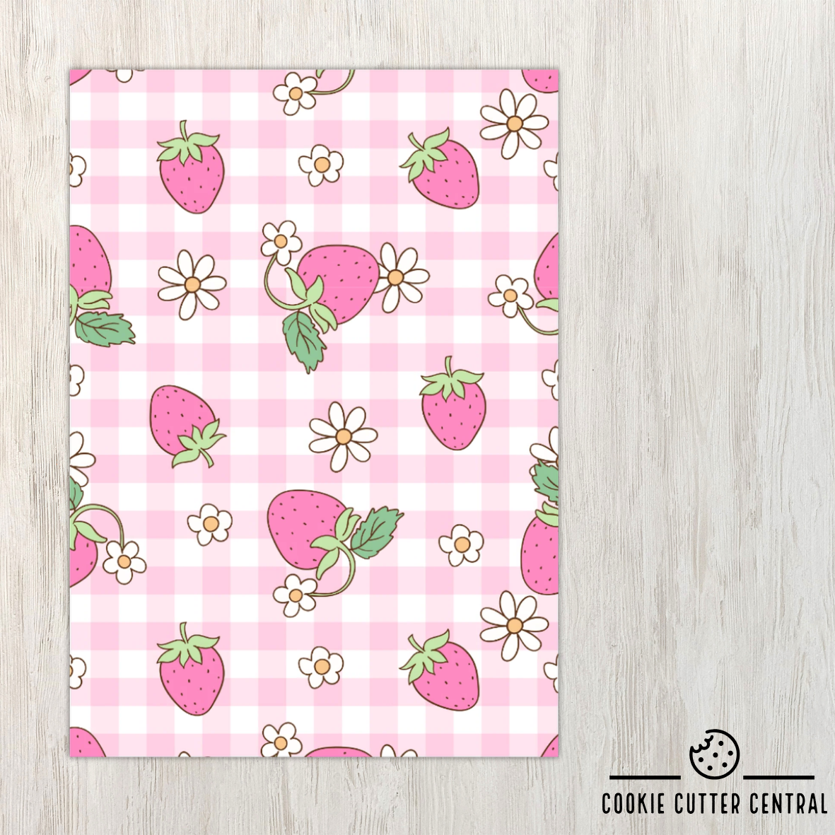 Daisy and Strawberry Gingham Cookie Backing Cards - Pack of 10