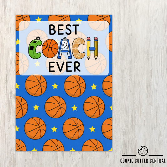 Best Coach Ever Basketball Cookie Backing Cards – Pack of 10