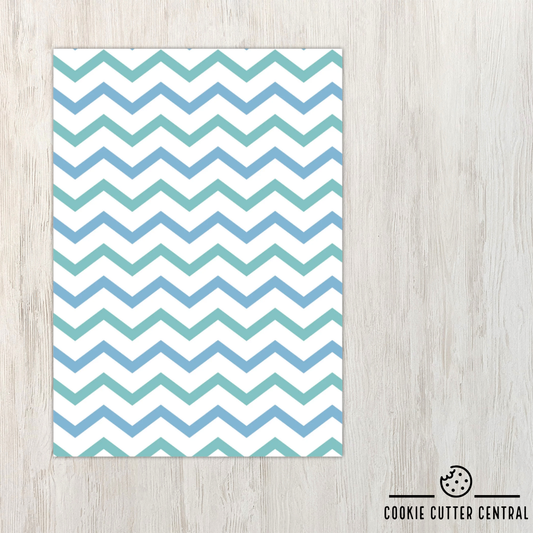 Blue & Teal Chevron Cookie Backing Cards – Pack of 10