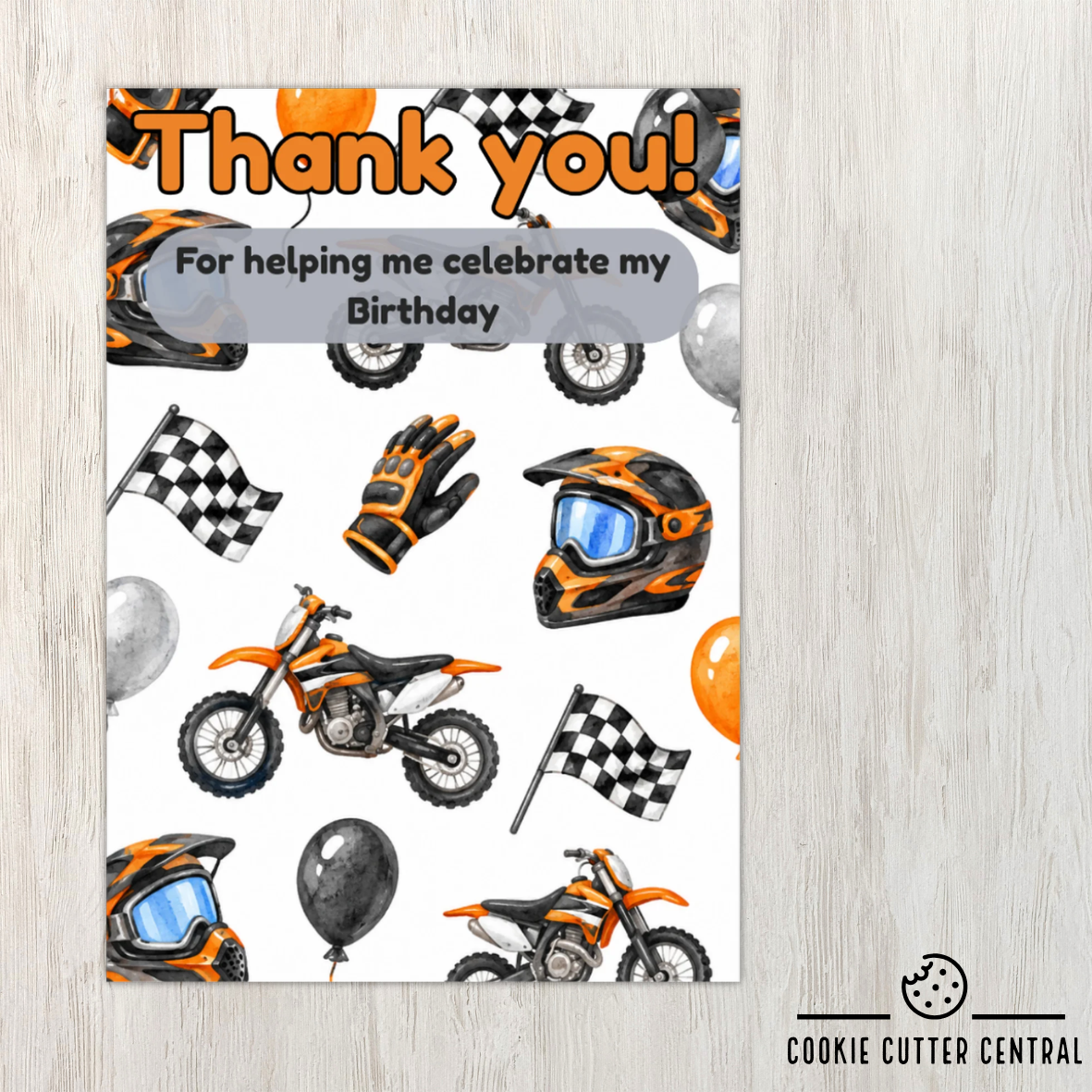 Motocross Thank You Cookie Backing Cards – Pack of 10