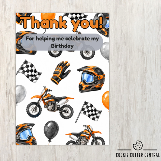 Motocross Thank You Cookie Backing Cards – Pack of 10