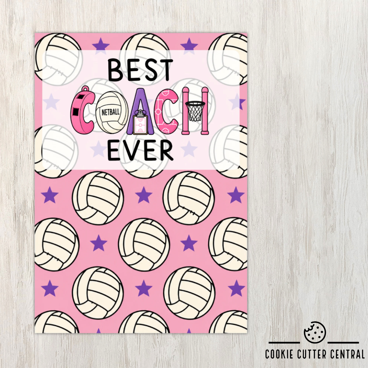 Best Coach Ever Netball Cookie Backing Cards – Pack of 10
